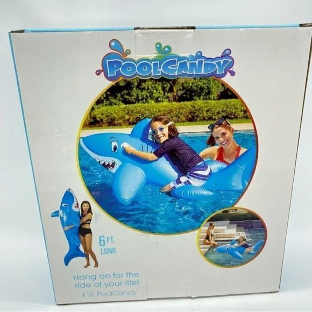 Pool Candy Inflatable Giant Ride on Shark Float New
